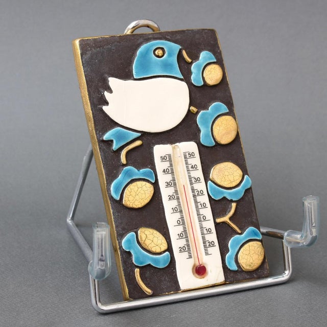Blue Vintage Ceramic Thermometer and Casing by Mithé Espelt, 1960s For Sale - Image 8 of 18