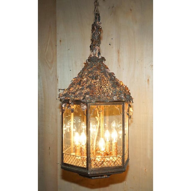 Italian Copper Floral Hanging Lantern, 1960s For Sale - Image 3 of 15