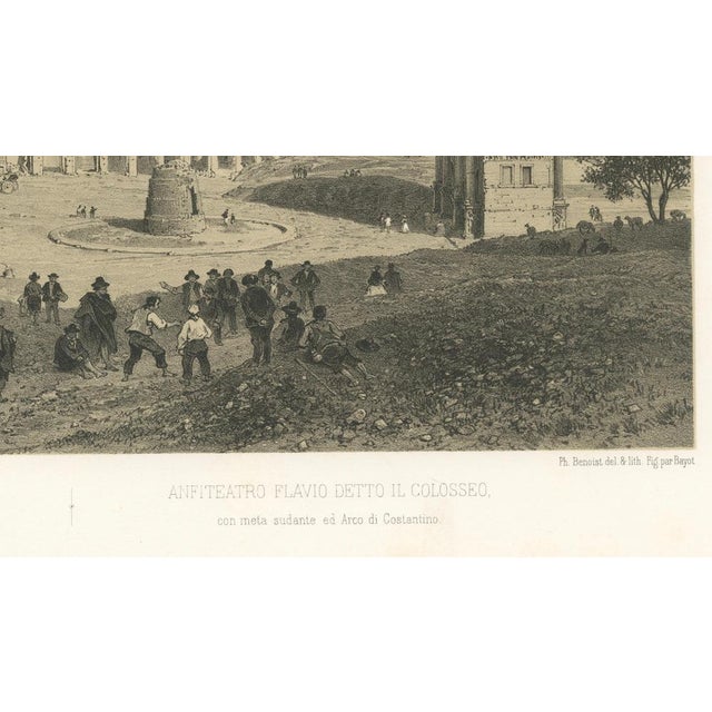 After Bayot, Colosseum and Arch of Constantine, Rome, 1869, Lithograph For Sale - Image 6 of 10