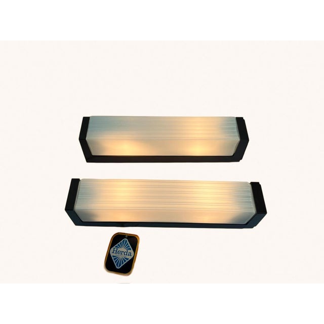 Glass Mid-Century Textured Glass Wall Lights from Herda, 1960s, Set of 2 For Sale - Image 7 of 18