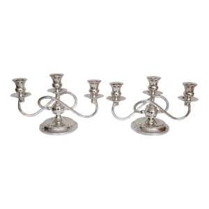 Silver Plate Twisted Arm Candelabra, a Pair