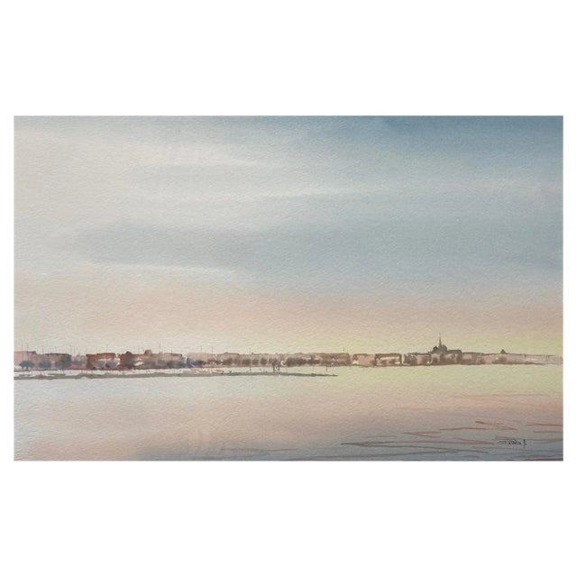 Jacques Tornare, The Harbor, Geneva, Watercolor, 1996 For Sale