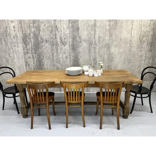 Waxed Oak Farmhouse Refectory Dining Table, 1950s For Sale - Image 9 of 11