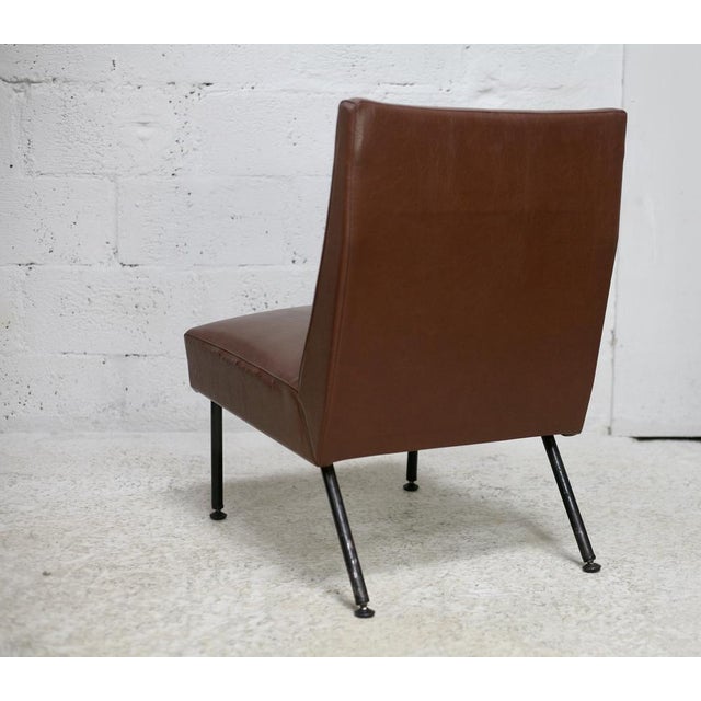 1950s Brown Imitation Leather Lounge Chair, 1950s For Sale - Image 5 of 17