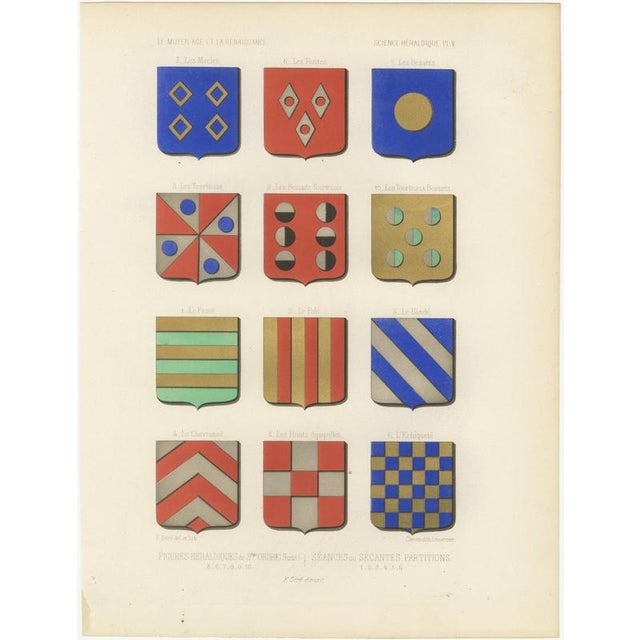 Ferdinand Séré, Heraldic Figures and Secant Partitions, 1851, Chromolithograph For Sale - Image 3 of 9
