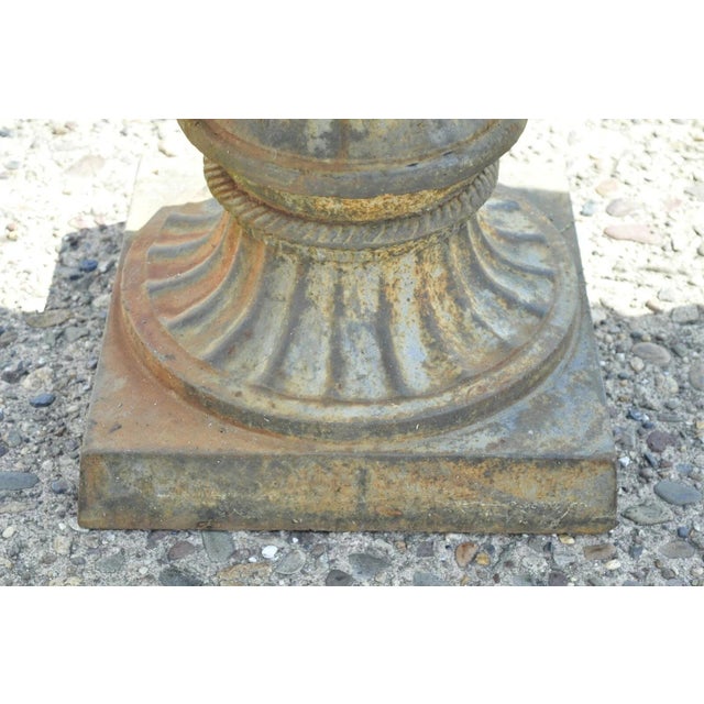 French Late 20th Century French Classical Style Cast Iron 28" Garden Campana Urn Outdoor Planter Pot For Sale - Image 3 of 7
