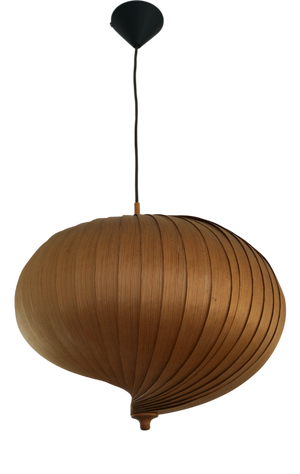 Wooden Nautilus Ceiling Lamp attributed to Hans Agne Jakobsson, 1960s