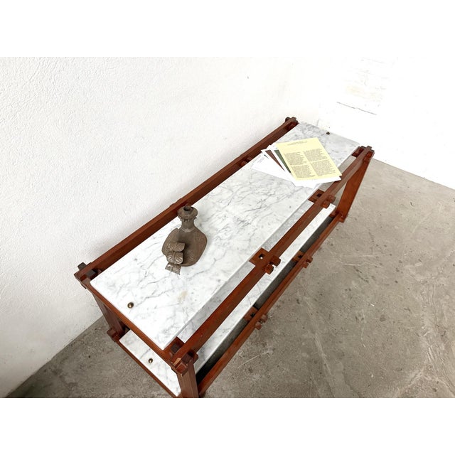 Brown Italian Modernist Étagère in Teak and Carrara Marble, 1950s For Sale - Image 8 of 18