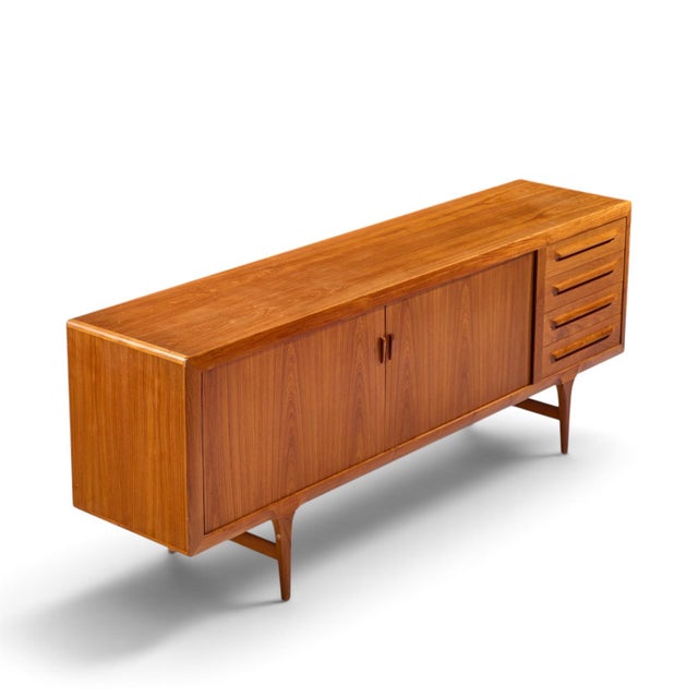 Kofod-Larsen for Faarup Møbelfabrik Mid Century Danish Teak Tambour Door Credenza For Sale - Image 11 of 11