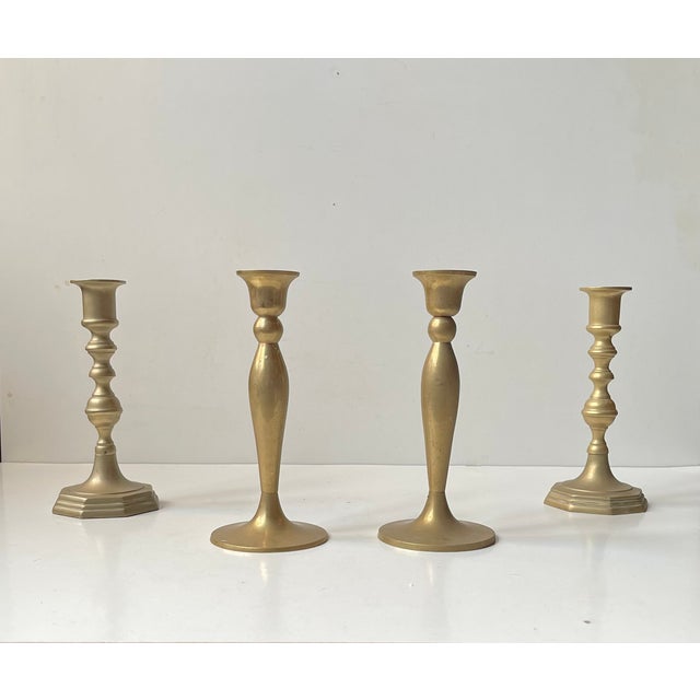 Vintage Danish Classical Candleholders in Brass, 1970s, Set of 4 For Sale - Image 9 of 9