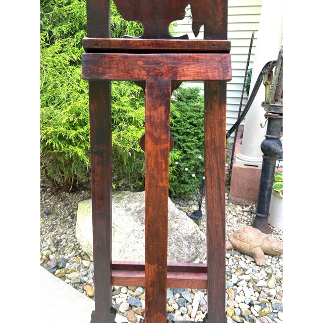 Late 19th Century Large, Floor-Standing, Antique, Mahogany, Rococo-Revival, Adjustable, Hand-Carved Easel, 1890’s For Sale - Image 5 of 11