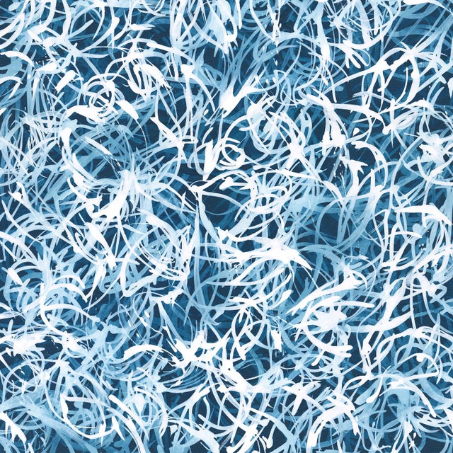 "Blue Chiffon No.7 - Expanded Veil" Ready to Hang Abstract Organic Painting on Canvas For Sale - Image 6 of 8