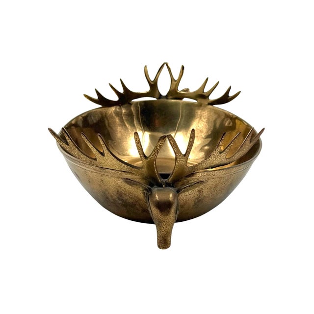 Mid-Century Modern Brass Deers Centerpiece / Bowl, France 1970s For Sale - Image 11 of 17