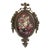 Italian Ornate Brass Oval Frame Floral Print Wall Hanging For Sale