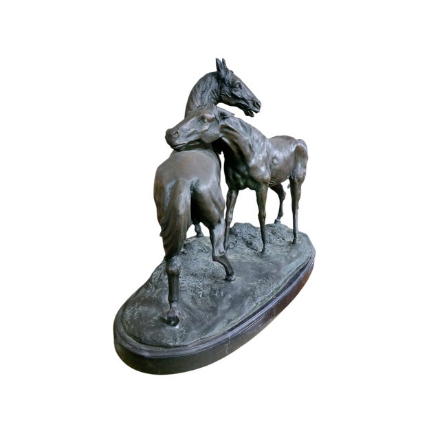 Pierre Jules Mène, Sculpture with Horses, 1800s, Bronze & Marble For Sale - Image 4 of 7