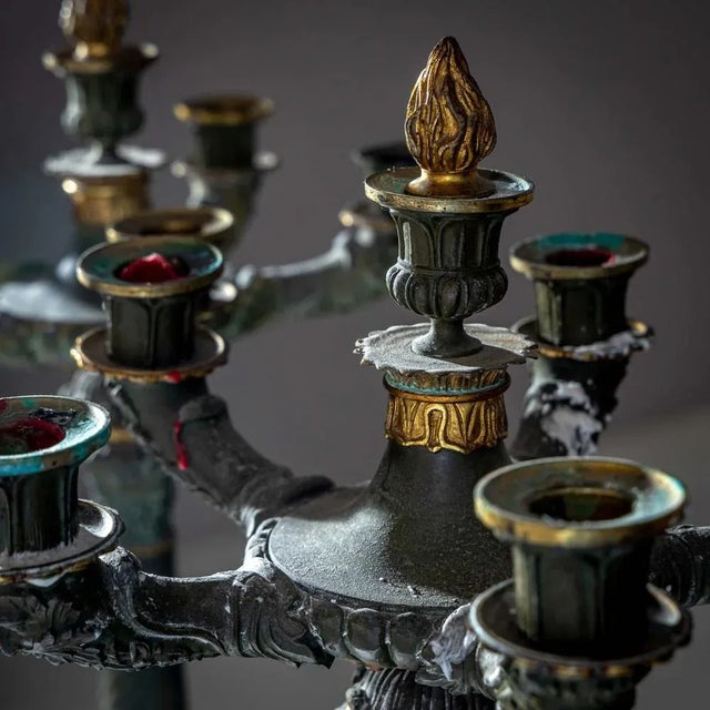 1st Half 19th Century Bronze Candleholders, Set of 2 For Sale - Image 4 of 10