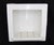 Flush mount square bathroom soap dish made of white porcelain over ceramic with a light crackle surface. Good condition...