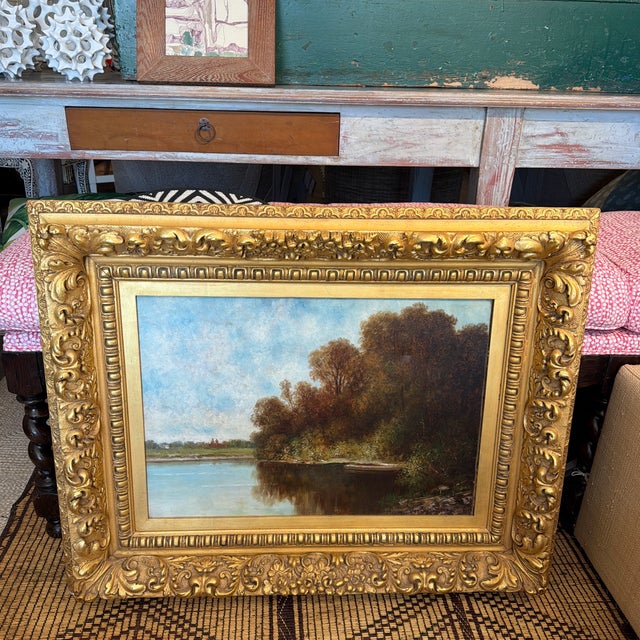 Gold Late 19th Century Wesley Webber Original Oil Painting For Sale - Image 8 of 12