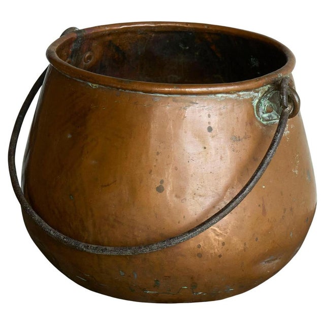 Antique Wabi Sabi Style Pot with Handle in Copper, 19th Century For Sale - Image 11 of 11
