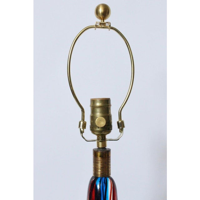 Mid 20th Century Fulvio Bianconi Style Murano Blue Art Glass Table Lamp For Sale - Image 11 of 12