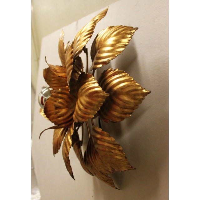 Gold Masca Floral Wall Light, 1970s For Sale - Image 8 of 11