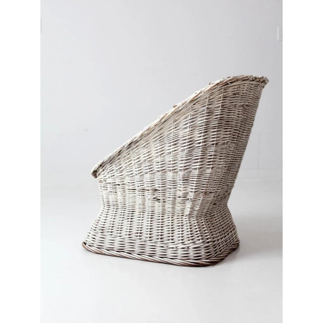 White Vintage White Wicker Bucket Chair For Sale - Image 8 of 12