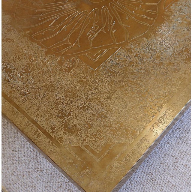 Etched Brass Square Coffee Table from Georges Mathias, Belgium, 1970s For Sale - Image 13 of 17