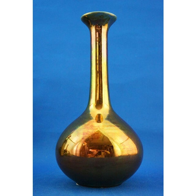 1970s 20th Century Ceramic Vase with Gold Metallic Lustre Glaze from Bottega Gatti, Italy, 1970s For Sale - Image 5 of 18