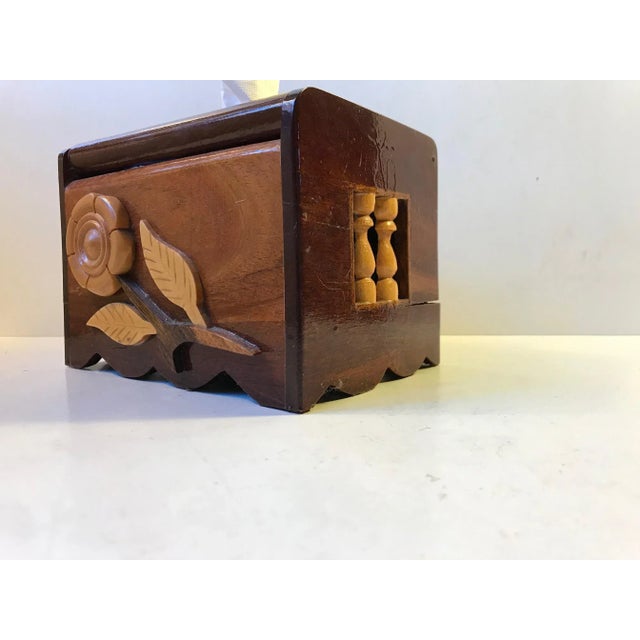 Vintage Folk Art Hand Towel Box in Mixed Woods, 1970s For Sale - Image 3 of 10
