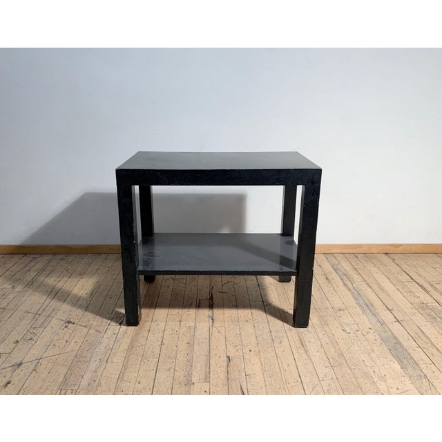 Pair of Modern Parsons Endtables / Night stands attributed to Robsjohn Gibbings. Original black finish dating to the mid...