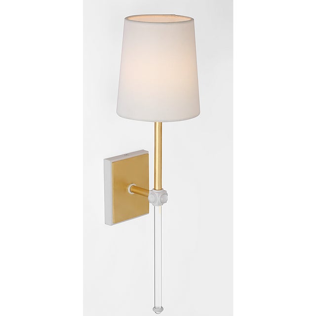 Julie Neill for Visual Comfort Signature Lucia 21" Cordless Sconce in Gild and Crystal with Linen Shade For Sale In Houston - Image 6 of 11