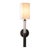 Mid century, modern style narrow column sconce featuring a crystal turning joined with bronze finished knurled textured...