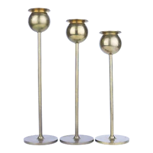 1960's Swedish Brass Candleholders by Pierre Forssell for Skultuna- Set of 3
