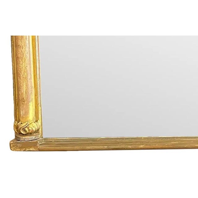 Antique 19th Century French Empire Giltwood Gesso Mantel Mirror With Foxed Glass For Sale - Image 4 of 16