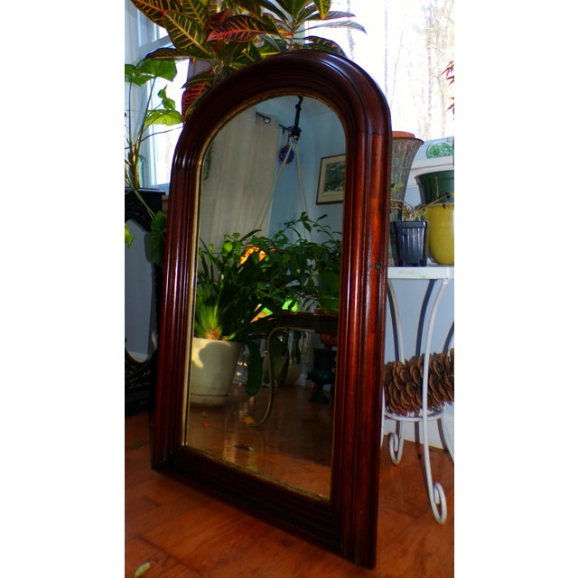 Late 19th Century Large Antique Arched Top Deep Well Walnut Gold Gilt Hall Pier Mirror For Sale - Image 5 of 11