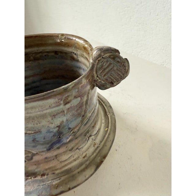 Blue Ceramic Bowl with Handles Yvon Gauchot, 1960s For Sale - Image 8 of 18