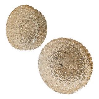 Vintage German Amber Glass Wall Lamps, 1970s, Set of 2 For Sale