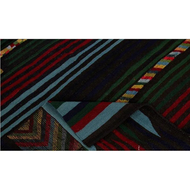 Mid-Century Modern Handwoven Scandinavian Style Persian Kilim Area Rug - 4′5" × 5′9″ For Sale - Image 3 of 11