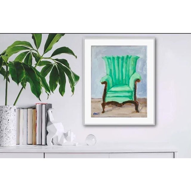 Quiet Places & Still Life — Green Chair Original oil painting by L Haas, 11 x 14 unframed canvas, signed. A simple still...