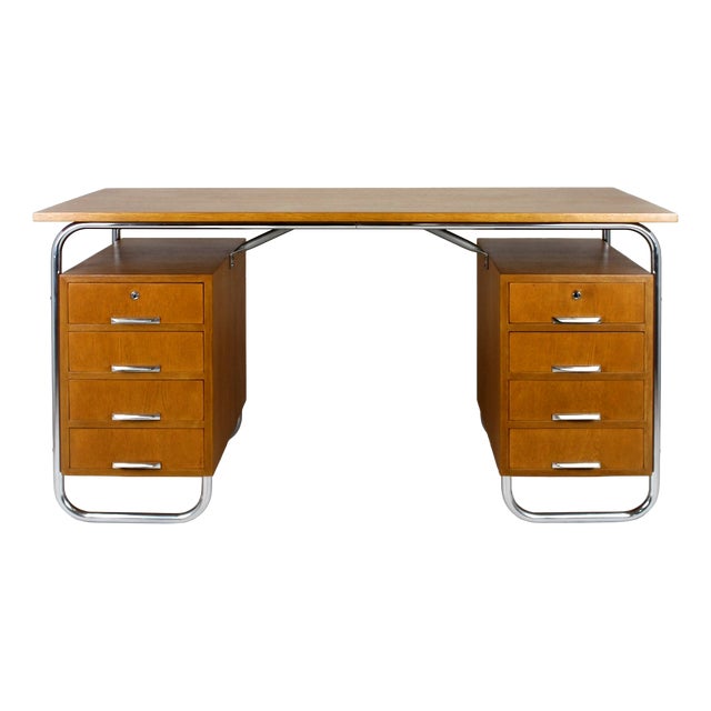 Bauhaus Tubular Steel Desk from Mücke-Melder, Czechoslovakia, 1930s For Sale