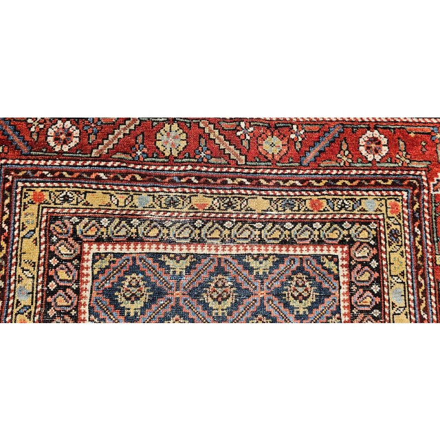 19th Century Persian Kurdish Gallery Rug, Hand-Knotted Wool, Allover Paisley Design, Navy & Red, 5x9 For Sale - Image 17 of 18