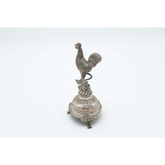 Silver Toothpick Holder with Rooster, in Good conditions.