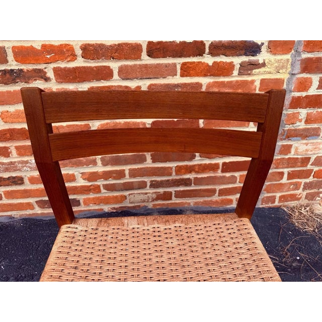 Set of 3 Mid Century Danish Niels O. Møller Teak Ropped Seat Dining Chairs . For Sale - Image 12 of 15
