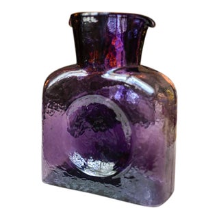 Blenko 384 Amethyst Purple Double Spouted Handblown Water Bottle For Sale