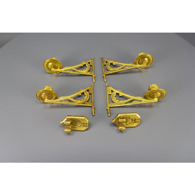 French Art Deco Brass Twin Arm Piano Candlestick Wall Lights by L. Pinet, 1930s, Set of 2 For Sale - Image 11 of 18