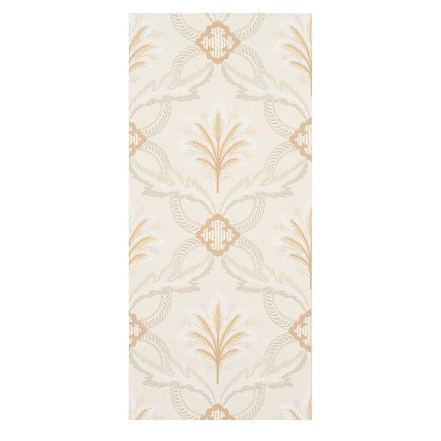 Soft and feathery, Front Waltz features a stylized trelliswork of leaves and flowers punctuated with romantic palm plumes....