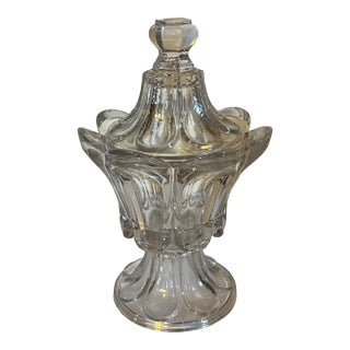 Antique Early 19th Century American Classical Boston & Sandwich Flint Glass Urn Form Sugar Bowl For Sale