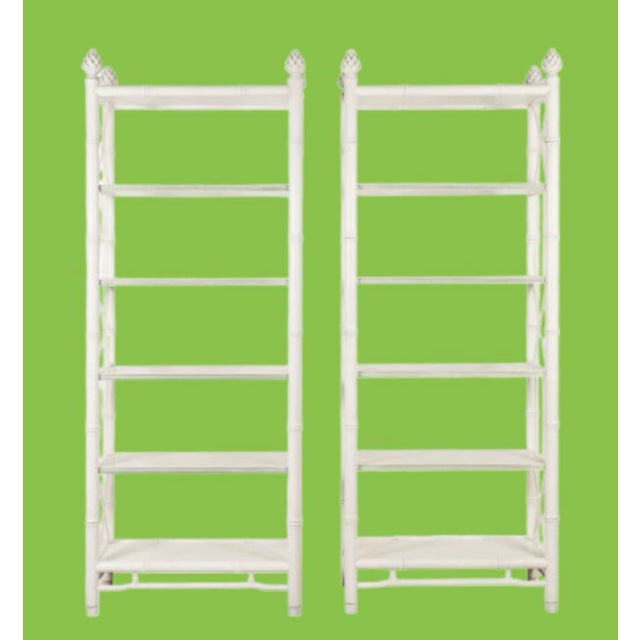 Baker Furniture Company Baker Furniture Vintage Faux Bamboo Étagères Bookcases Palm Beach Style - A Pair For Sale - Image 4 of 11