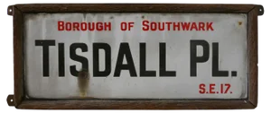 Framed Enamel Southwark Street Sign Tisdall Place, London, 1917