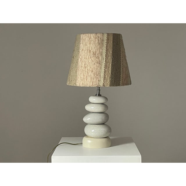 Cracked Pebble Lamp attributed to François Châtain with Original Lampshade, France, 1970s For Sale - Image 13 of 14